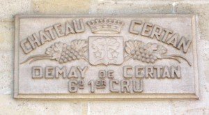 Château Certan de May estate cement sign